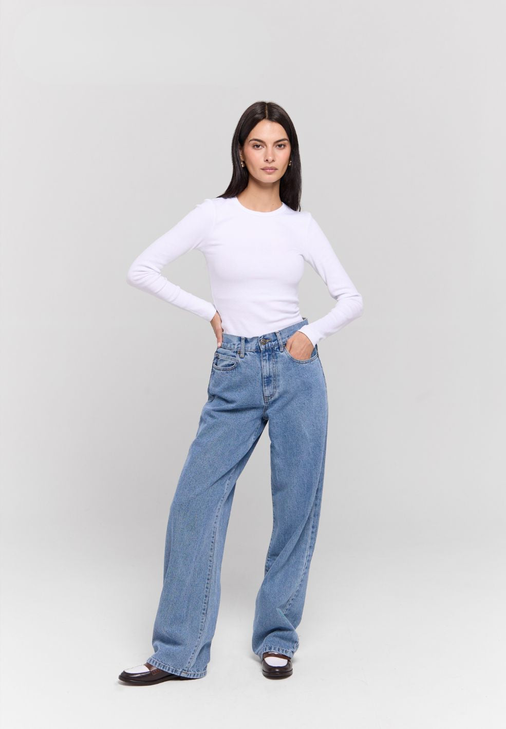 Baggy Jeans Washed Light Blue Denim Petite