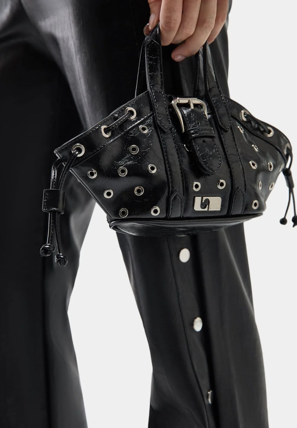 Mini Darling Black Eyelets Bag-Bags-Laagam-Verse