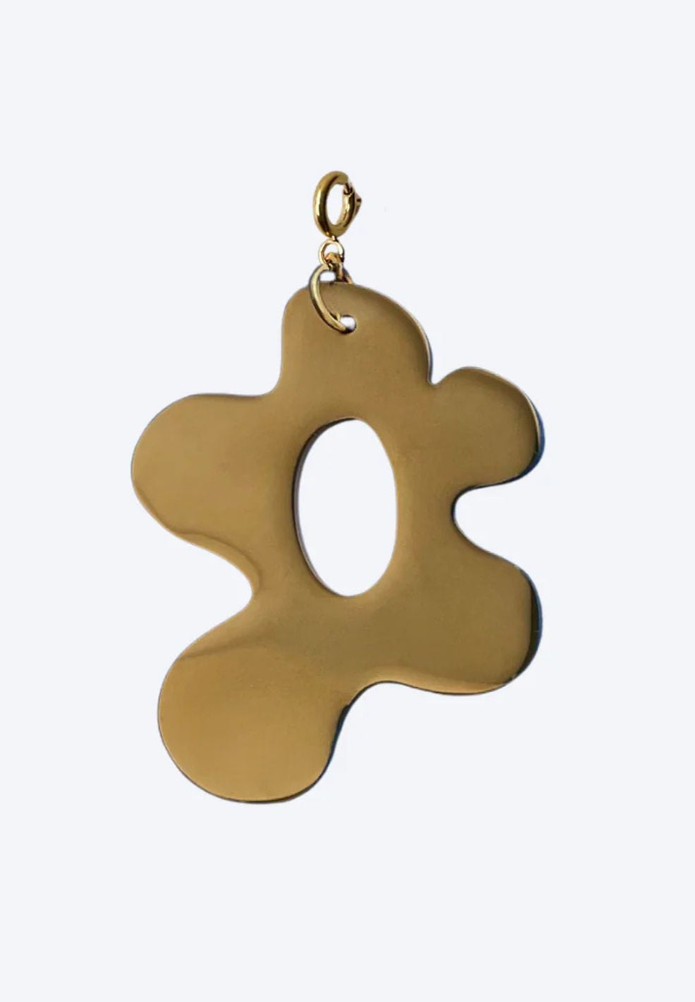 Wild Bloom Pendant Gold: 18k gold-plated, 60mm asymmetrical flower-shaped pendant with an oval cutout.