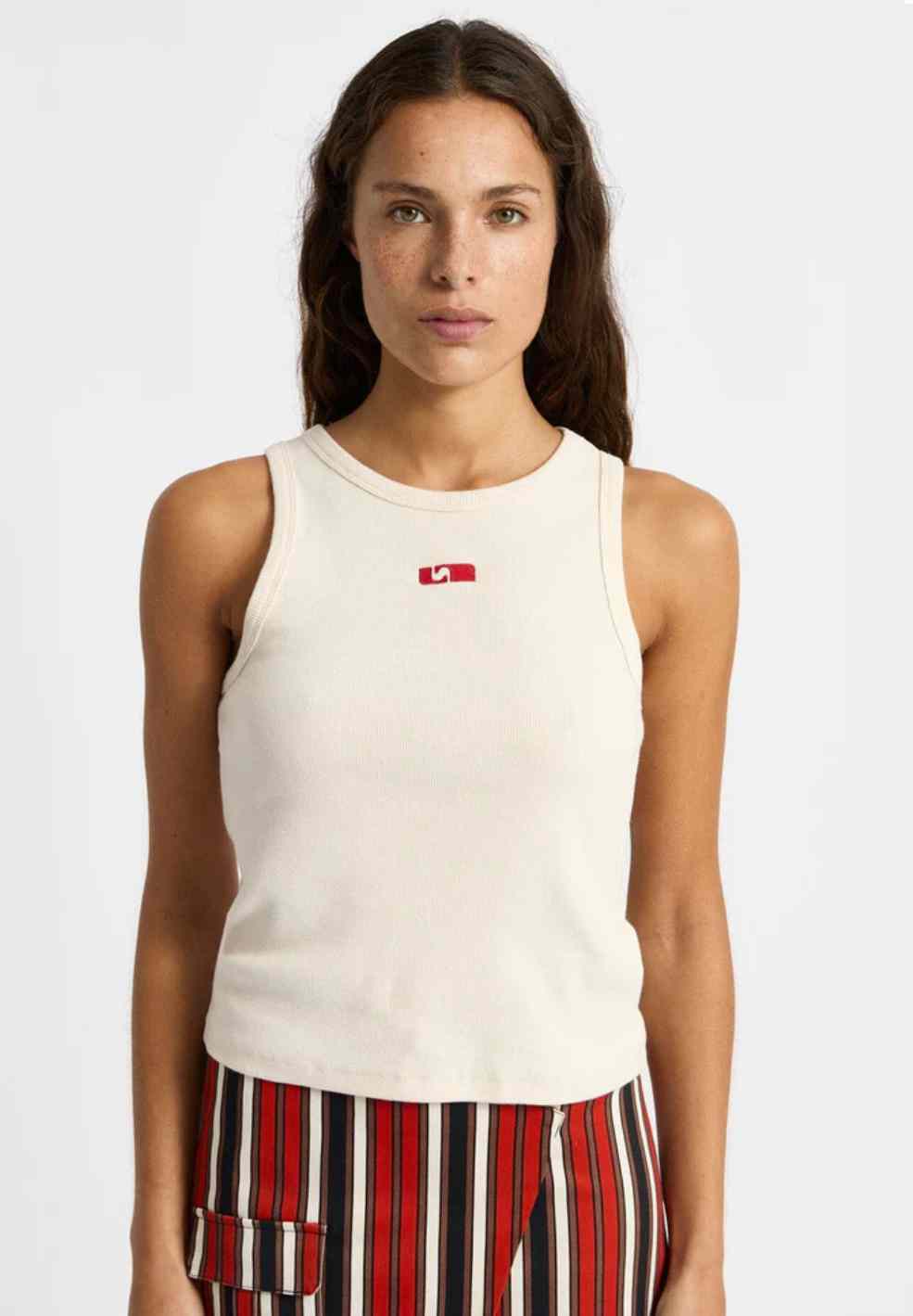Logo Tank Top Ecru-Tops- by Laagam- Verse Amsterdam