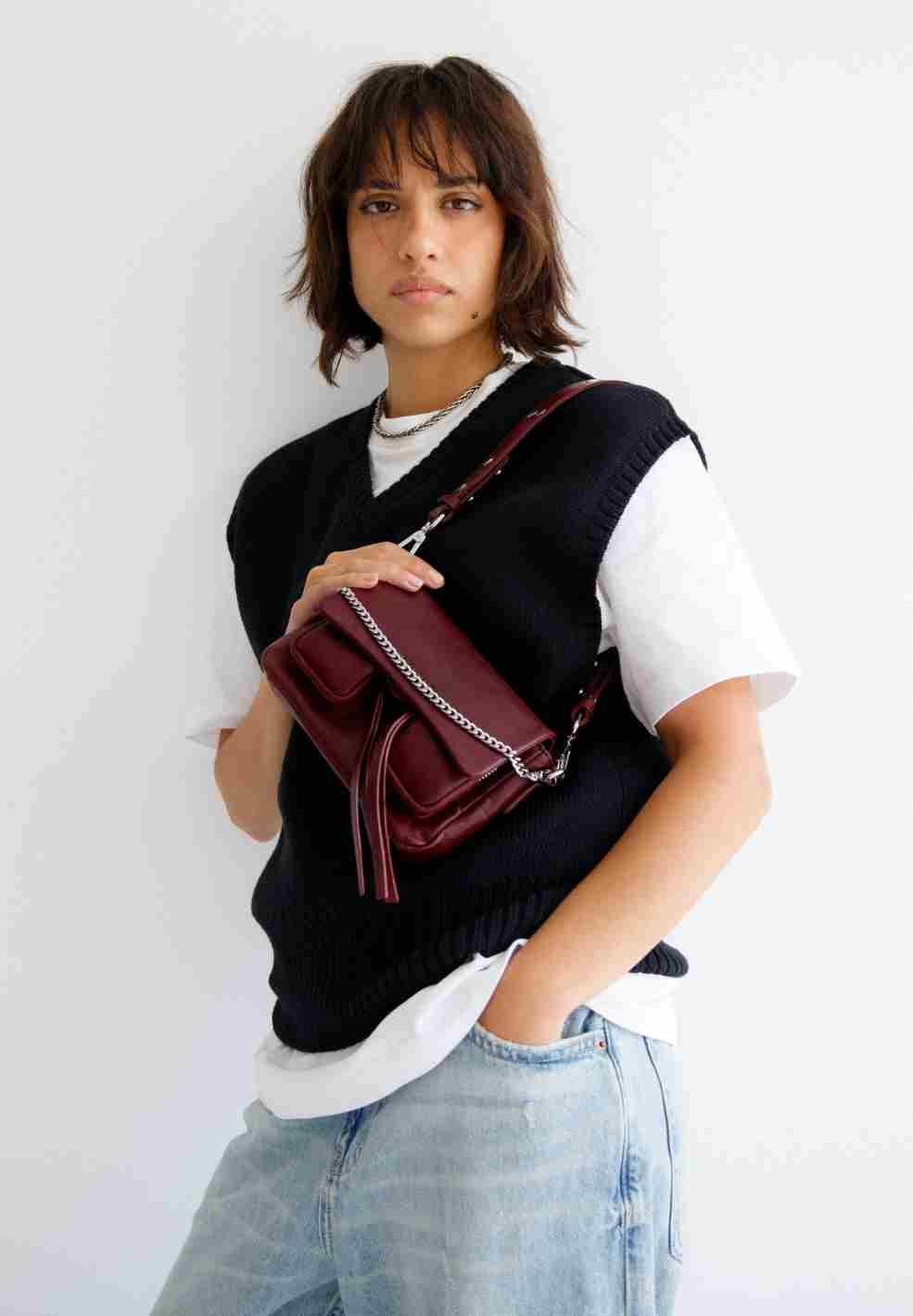 Max Mini Burgundy Leather Bag