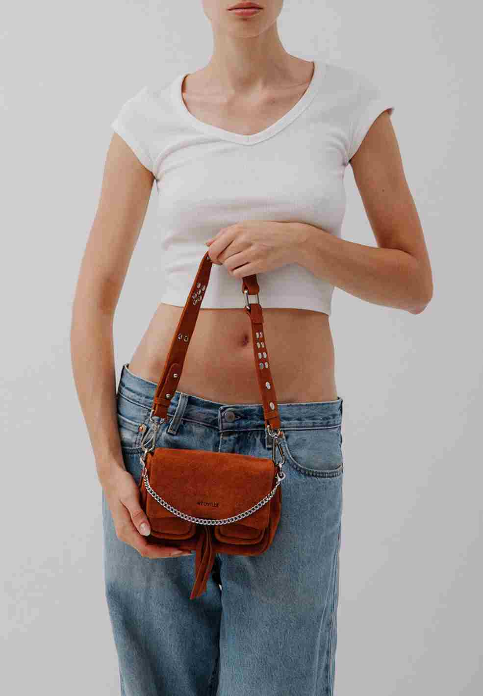 Max Mini Tan Suede Leather Bag