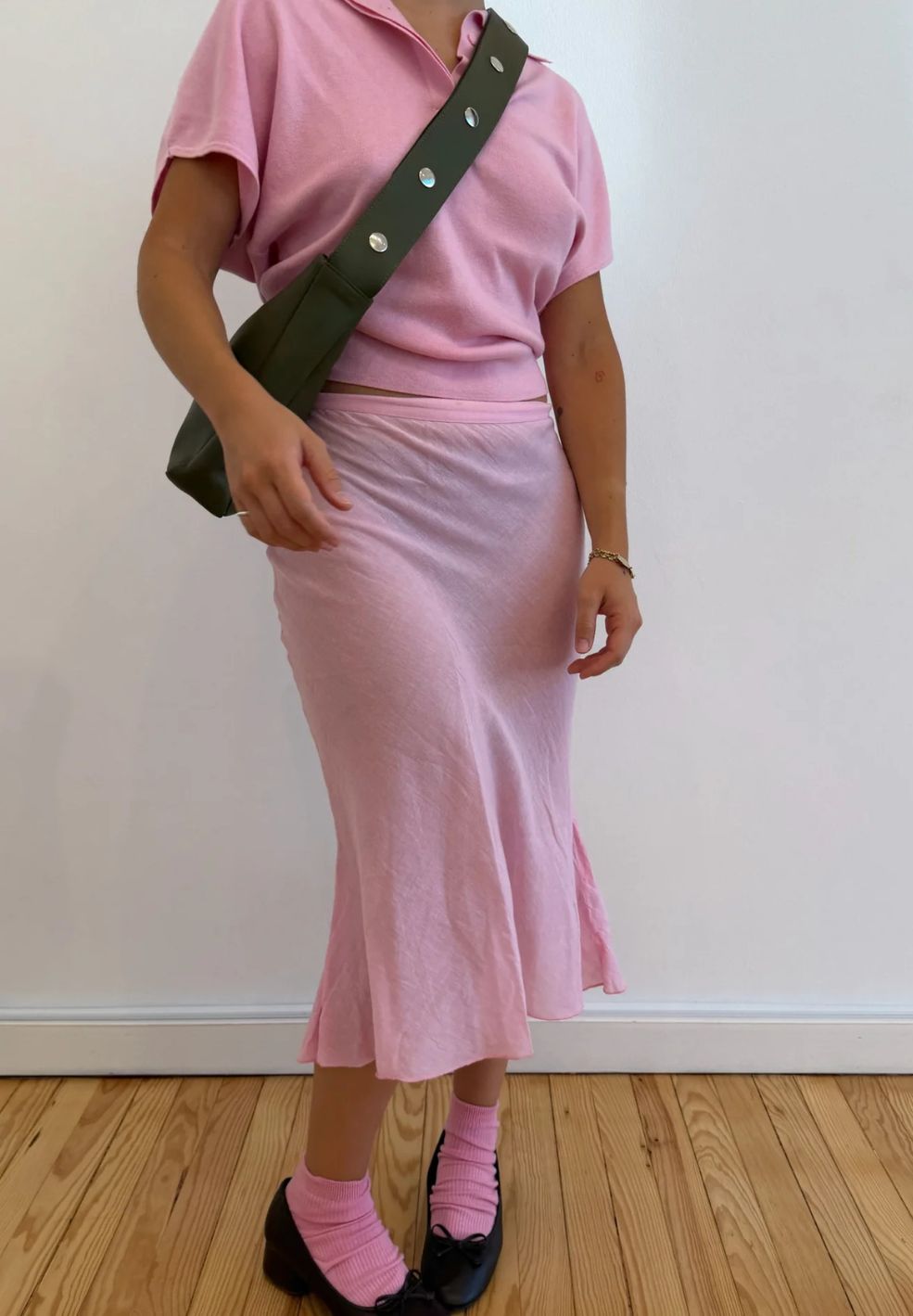 C'est Nous Tika Bag Khaki from Nappa Leather at Verse Good Store - product on model