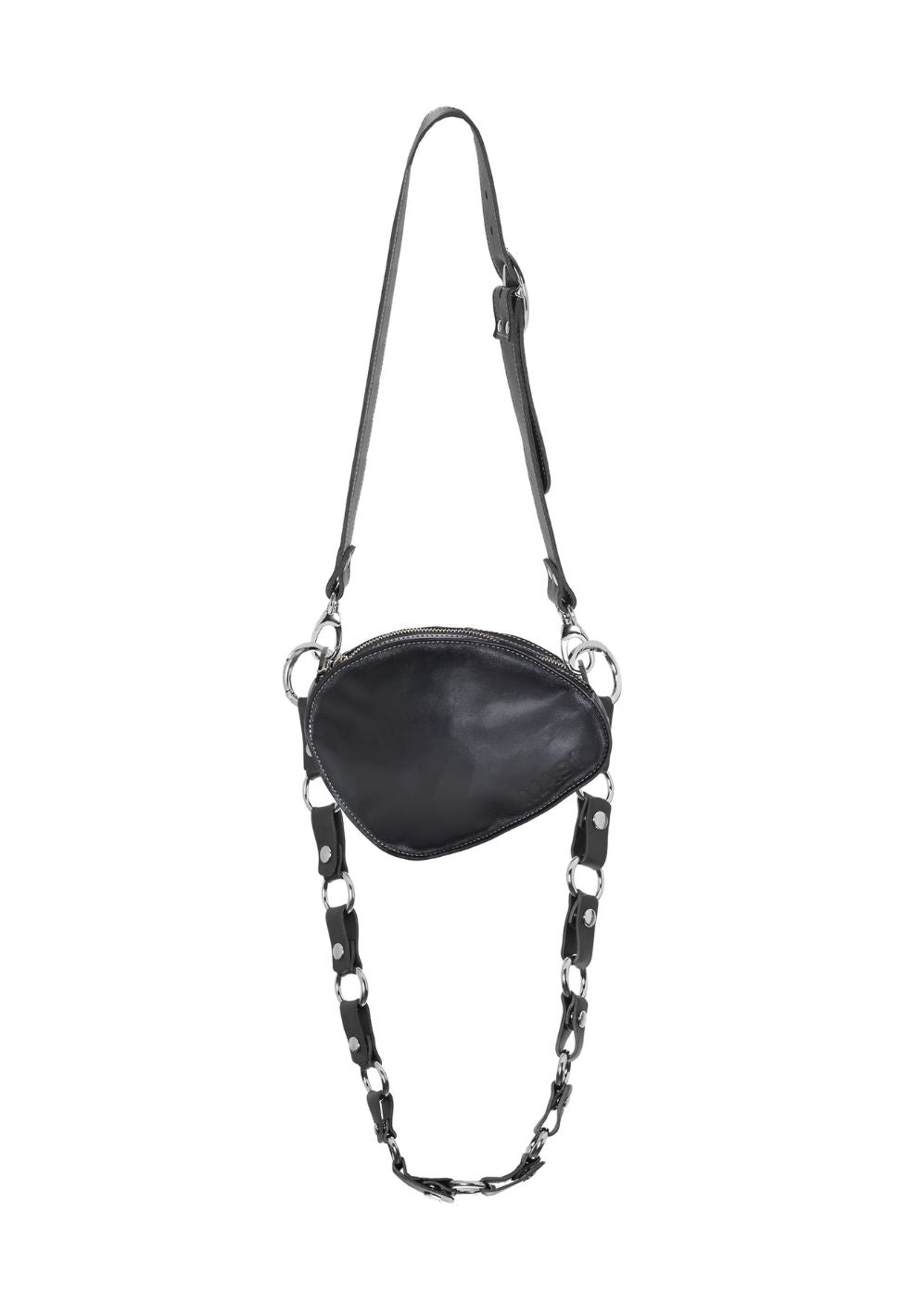 MAS1 Trotter Black Crossbody Bag with stud detailing and adjustable chain strap, handcrafted in Spain