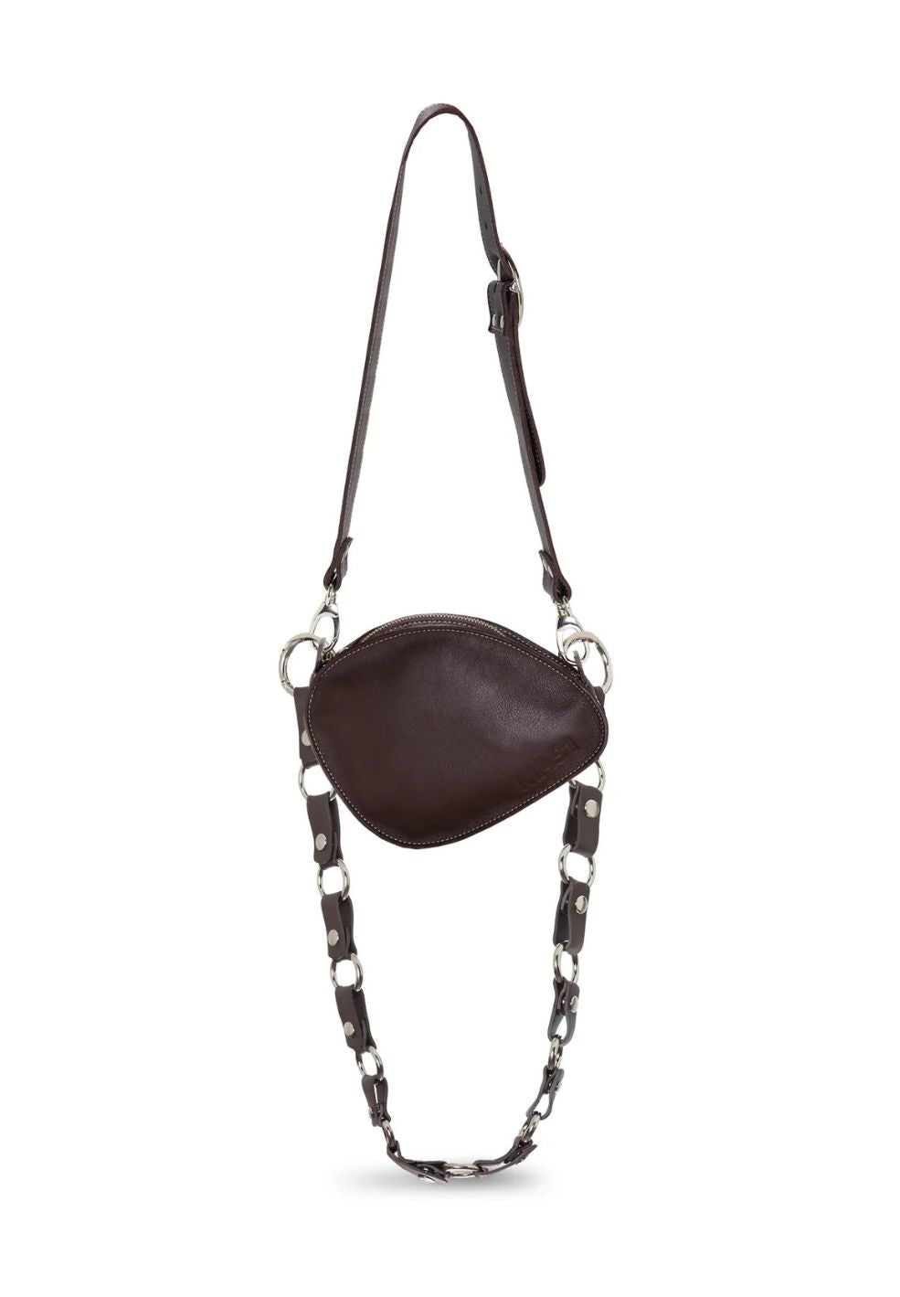 MAS1 Trotter Brown Crossbody Bag with adjustable chain strap, handcrafted in Spain