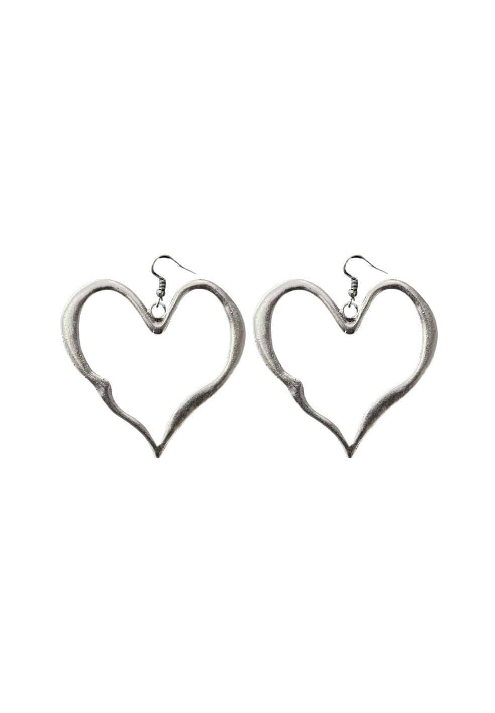 Melted Heart Earrings Silver