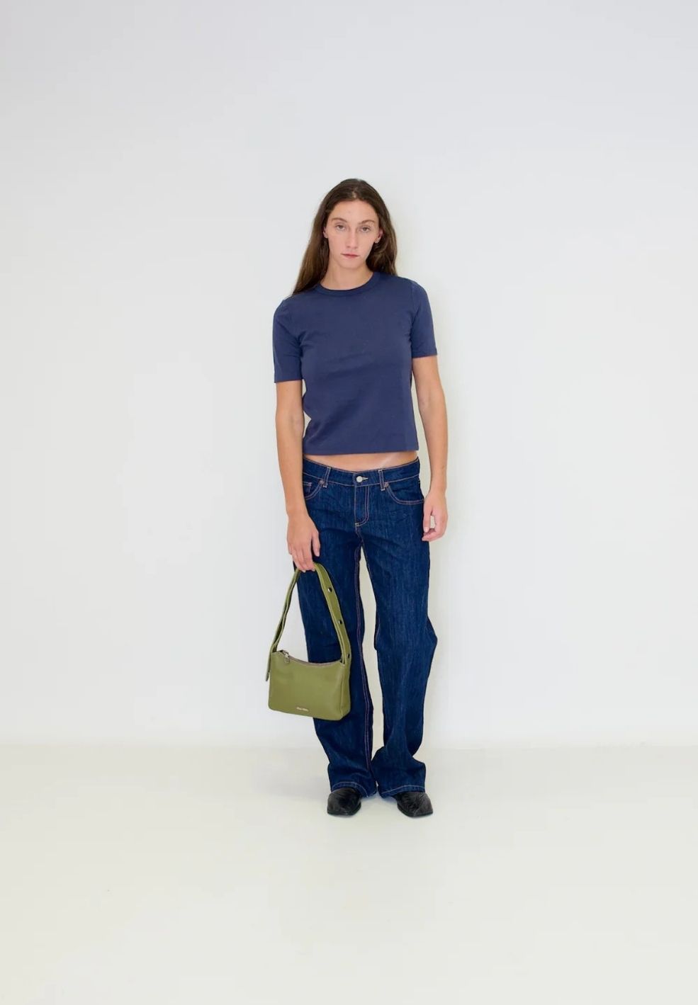 Tika Small Bag Khaki from 100% nappa leather on model 1 | Verse Good Store