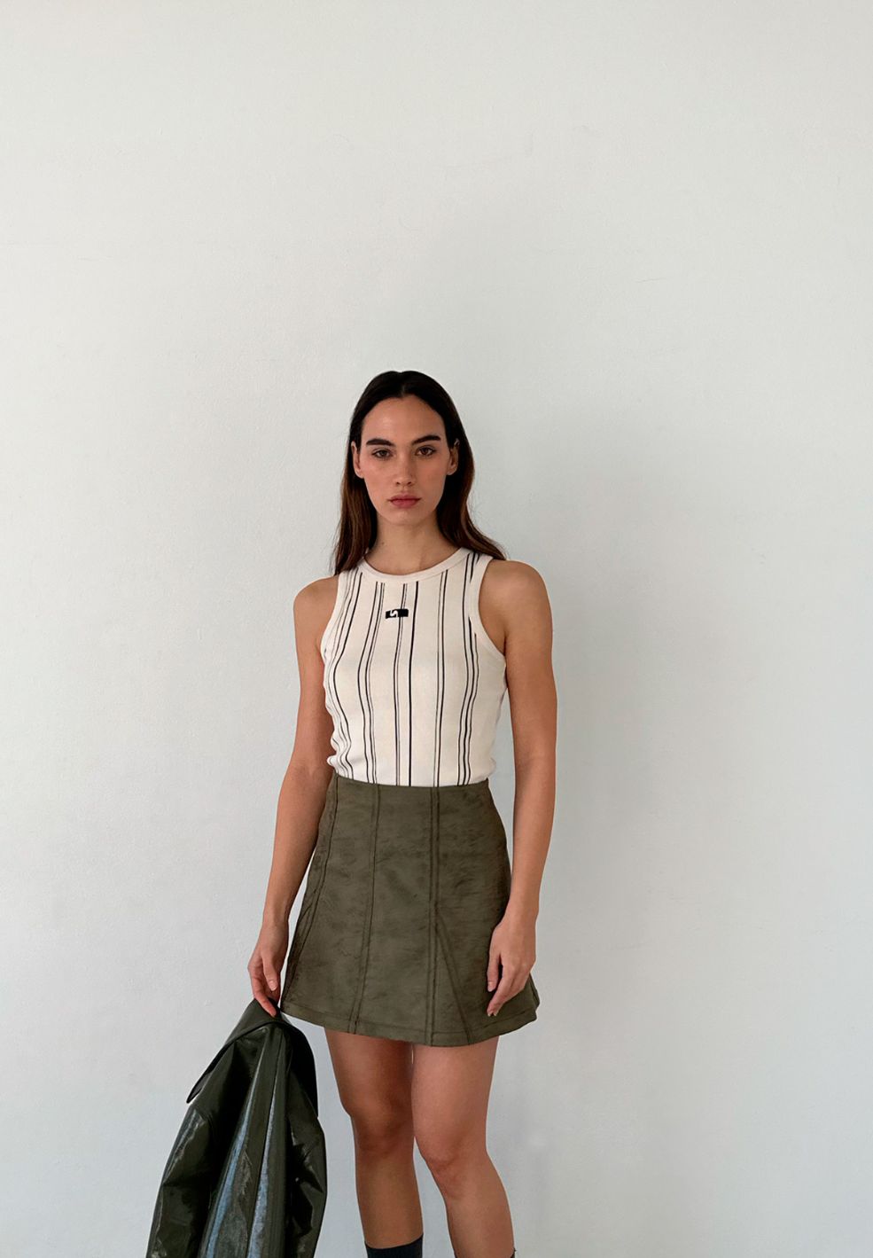 Logo Tank Top Ecru Striped